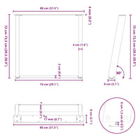 Valgomojo stalo kojelės, 2 vnt., U formos, baltos, 80x(72 - 73) cm, plienas - Namų Idėja