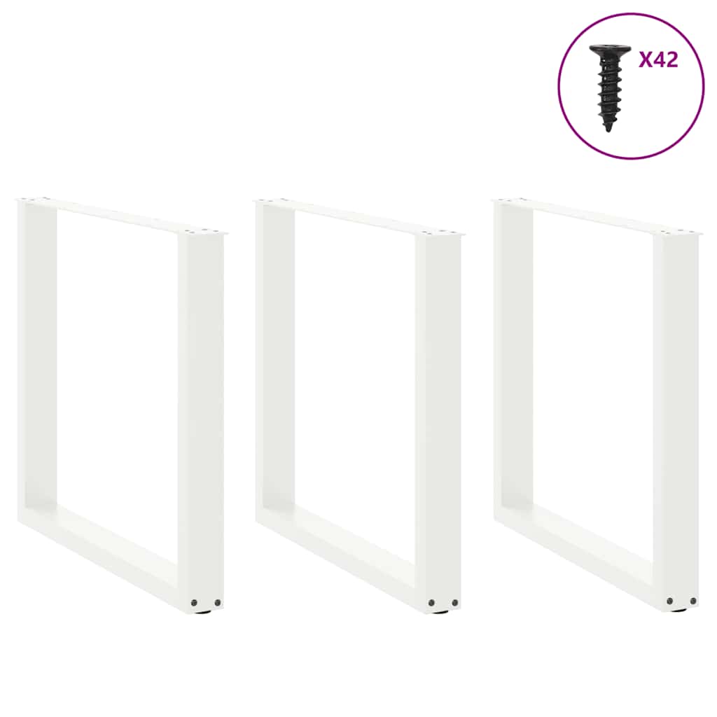 Valgomojo stalo kojelės, 3 vnt., baltos, 80x(72 - 73) cm, plienas, U formos - Namų Idėja