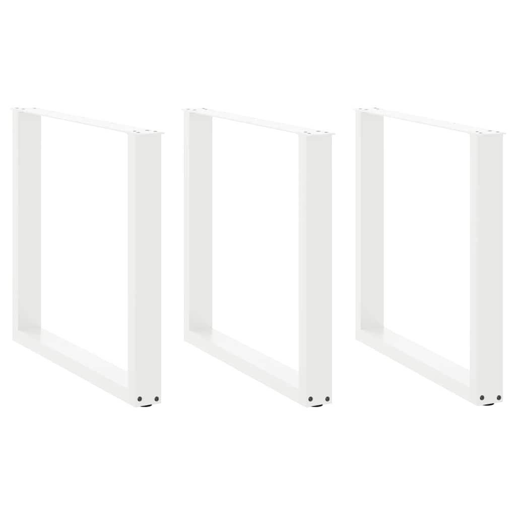Valgomojo stalo kojelės, 3 vnt., baltos, 80x(72 - 73) cm, plienas, U formos - Namų Idėja