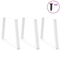 Valgomojo stalo kojelės, 3 vnt., baltos, 90x(72 - 73,3) cm, plienas, V formos - Namų Idėja
