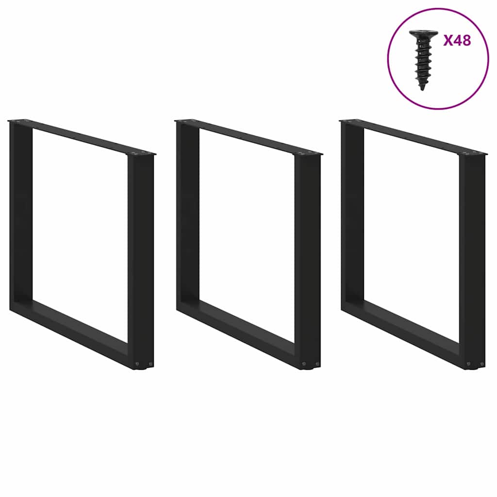 Valgomojo stalo kojelės, 3 vnt., juodos, 100x(72 - 73) cm, plienas, U formos - Namų Idėja