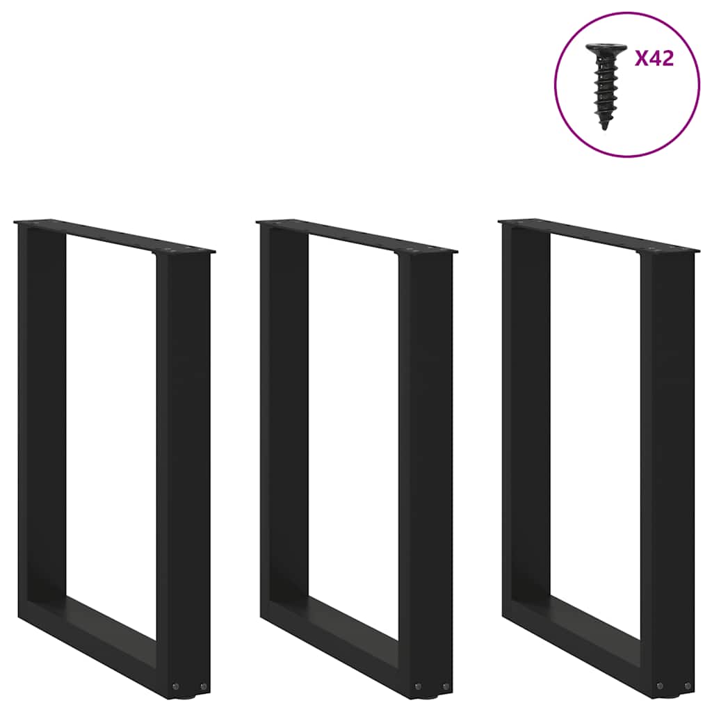 Valgomojo stalo kojelės, 3 vnt., juodos, 70x(72 - 73) cm, plienas, U formos - Namų Idėja