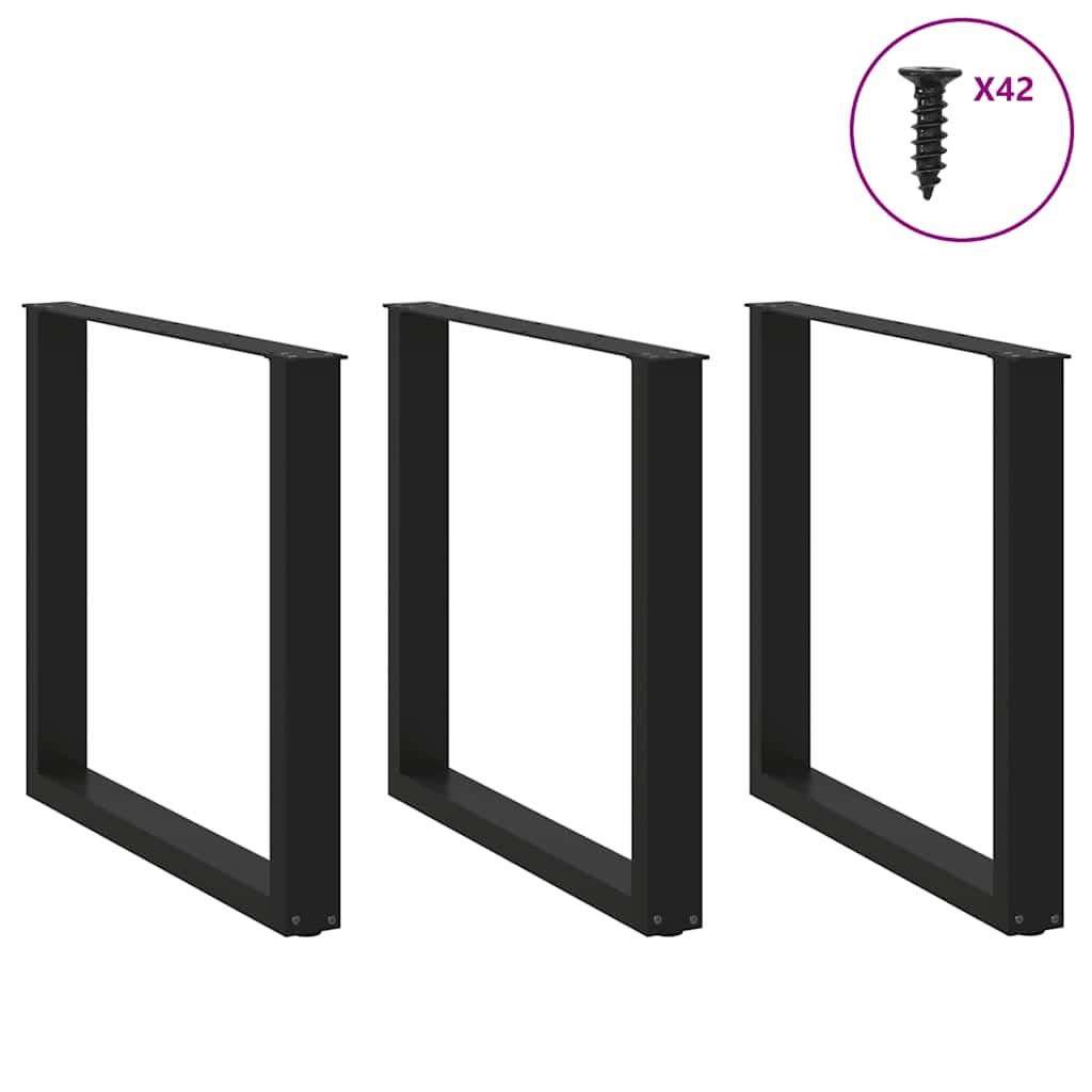 Valgomojo stalo kojelės, 3 vnt., juodos, 80x(72 - 73) cm, plienas, U formos - Namų Idėja