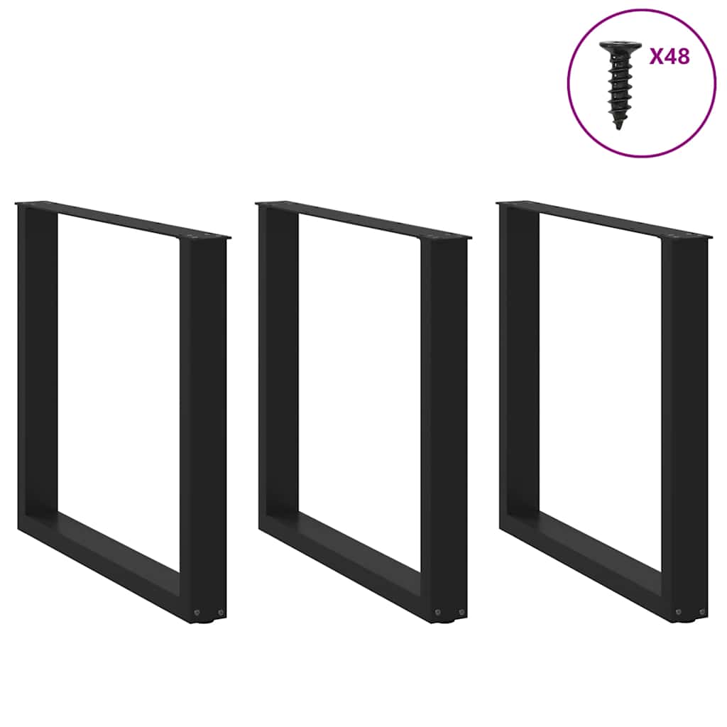 Valgomojo stalo kojelės, 3 vnt., juodos, 90x(72 - 73) cm, plienas, U formos - Namų Idėja