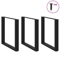 Valgomojo stalo kojelės, 3 vnt., juodos, 90x(72 - 73) cm, plienas, U formos - Namų Idėja