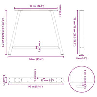 Valgomojo stalo kojelės, A formos, 2 vnt., 90x(72 - 73) cm, plienas - Namų Idėja