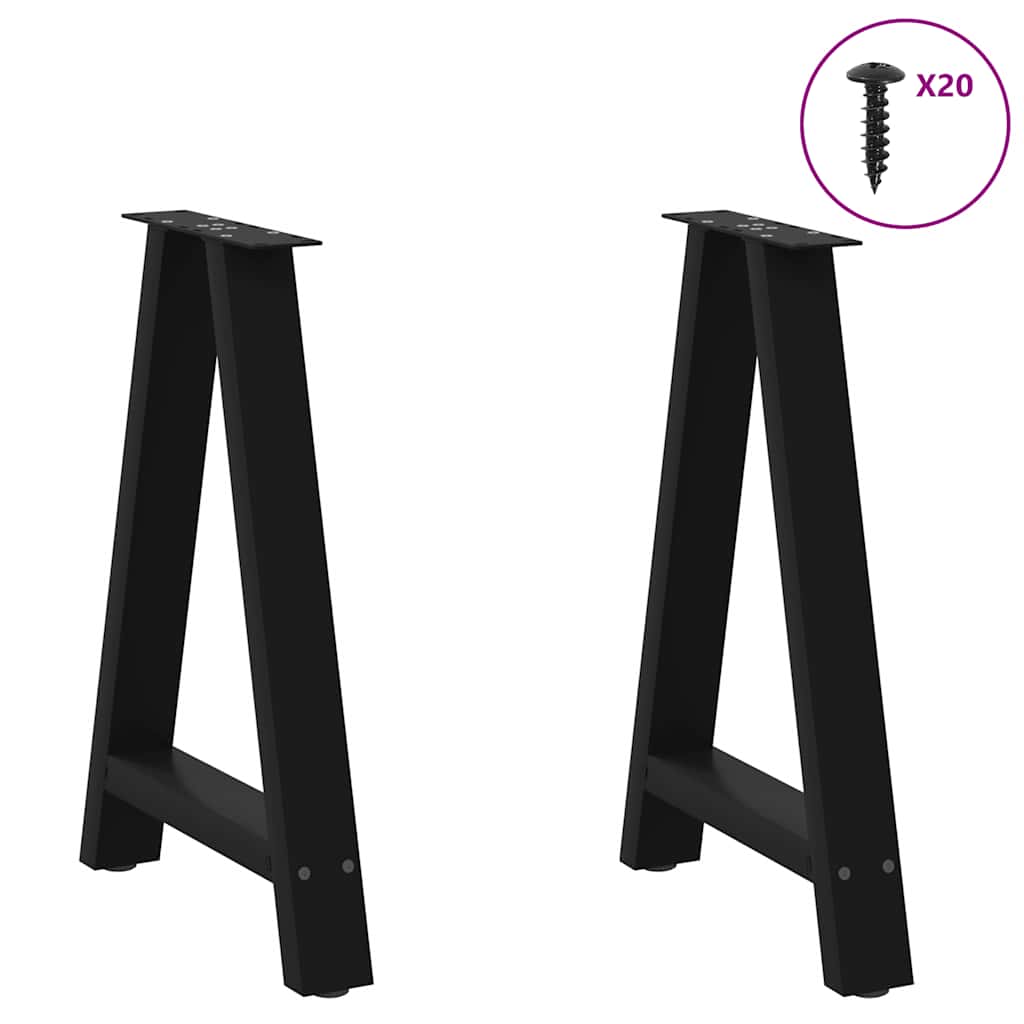 Valgomojo stalo kojelės, A formos, 2 vnt., juodos, 60x(72 - 73) cm, plienas - Namų Idėja