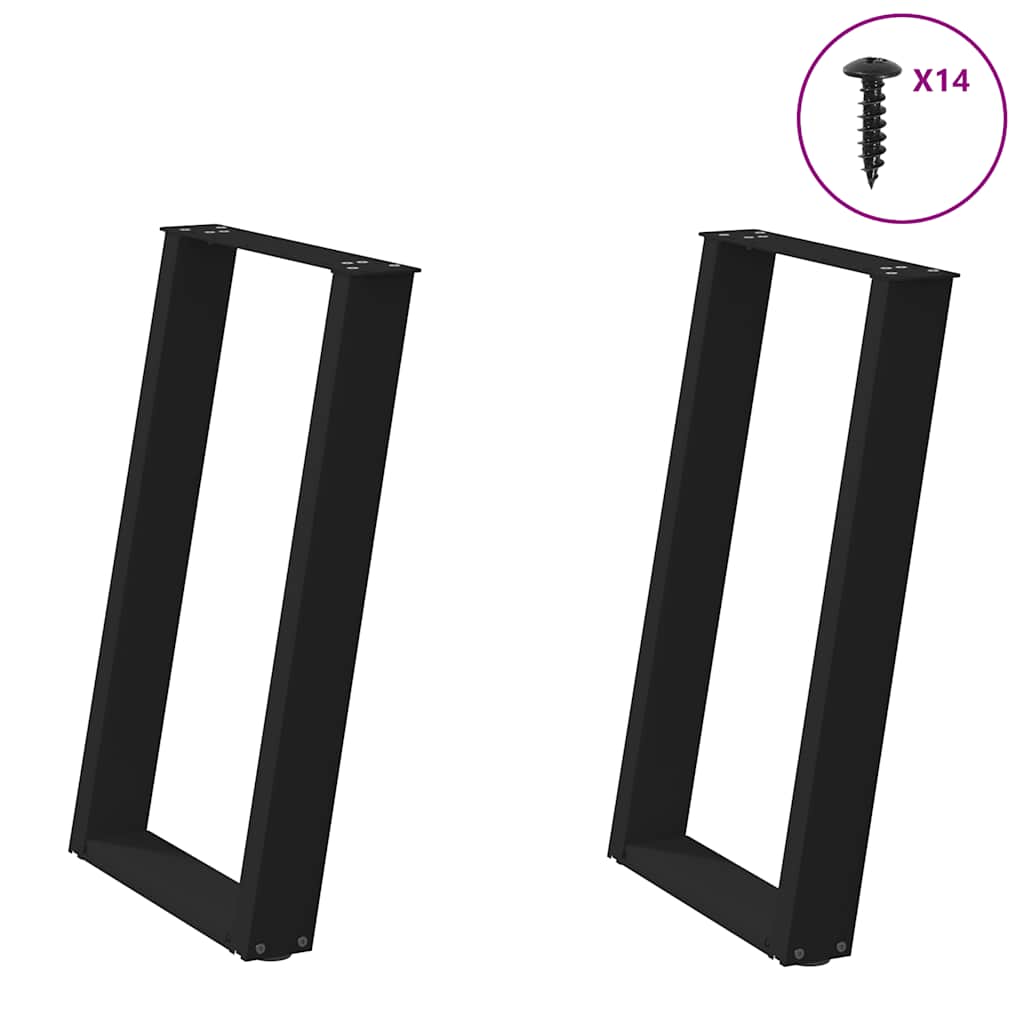 Valgomojo stalo kojelės, U formos, 2 vnt., juodos, 50x(72 - 73) cm, plienas - Namų Idėja