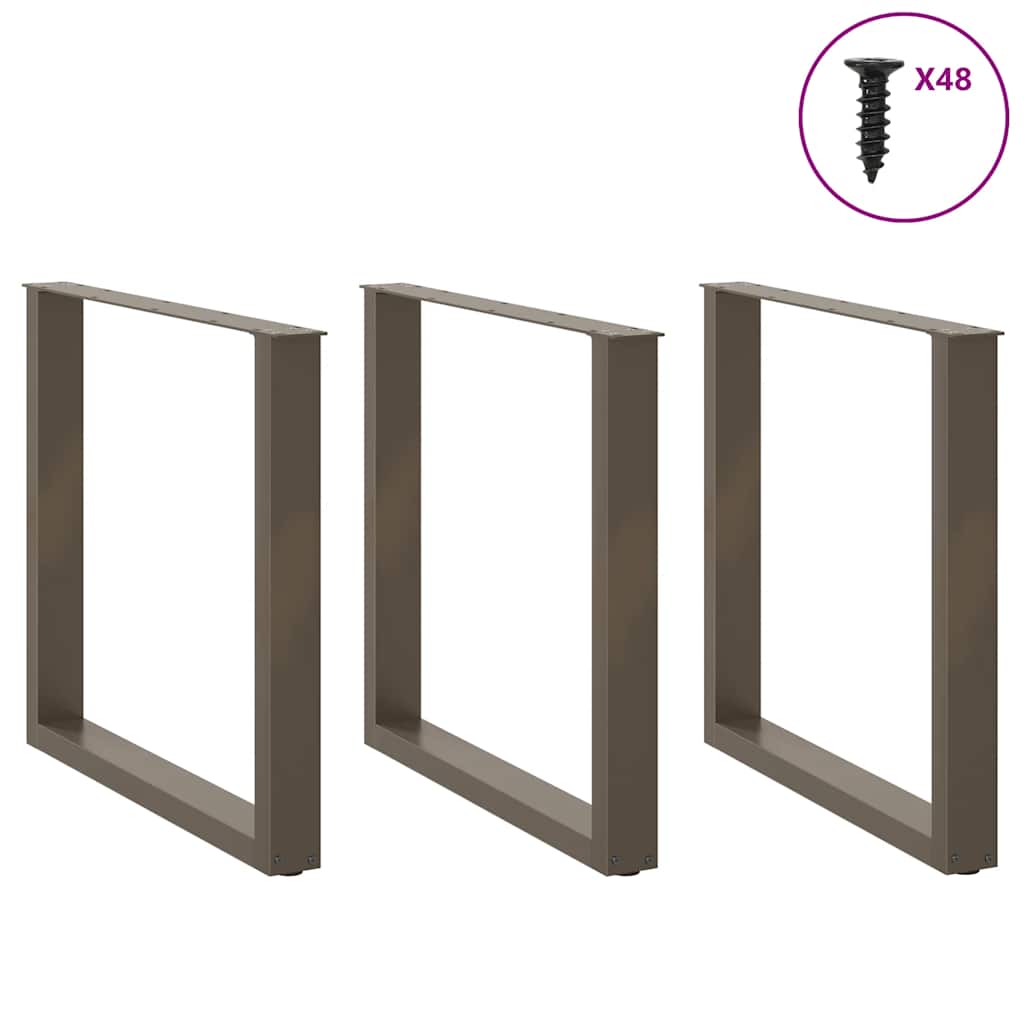 Valgomojo stalo kojelės, U formos, 3 vnt., natūralus plienas, 90x(72 - 73) cm, plienas - Namų Idėja