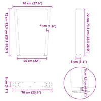 Valgomojo stalo kojelės, V formos, 2 vnt., juodos, 70x(72 - 73,3) cm, plienas - Namų Idėja