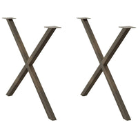 Valgomojo stalo kojelės, X formos, 2 vnt., natūralus plienas, 90x(72 - 73) cm, plienas - Namų Idėja