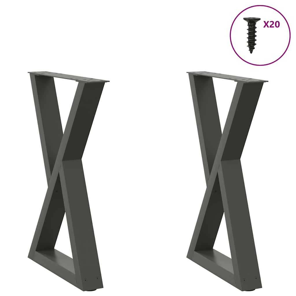 Valgomojo stalo kojos, 2 vnt., antracito spalvos, 60x(72 - 73,3) cm, plienas - Namų Idėja