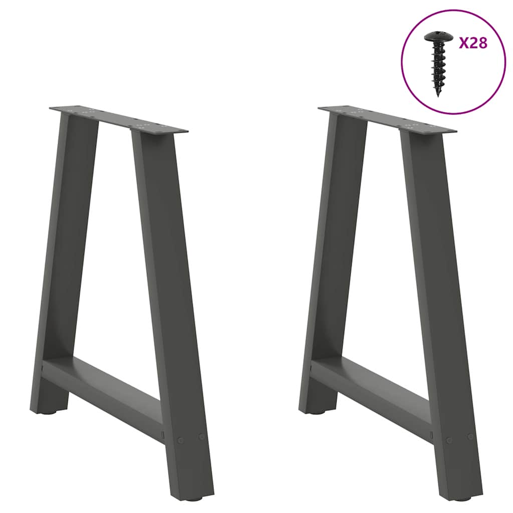 Valgomojo stalo kojos, 2 vnt., antracito spalvos, 80x(72 - 73) cm, plienas, A formos - Namų Idėja
