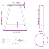 Valgomojo stalo kojos, 2 vnt., antracito spalvos, 80x(72 - 73) cm, plienas, A formos - Namų Idėja