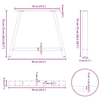 Valgomojo stalo kojos, 2 vnt., antracito spalvos, A formos, 90x(72 - 73) cm, plienas - Namų Idėja