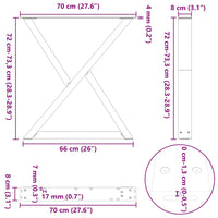 Valgomojo stalo kojos, 2 vnt., juodos, 70x(72 - 73,3) cm, plienas - Namų Idėja