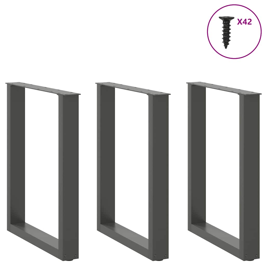 Valgomojo stalo kojos, 3 vnt., antracito spalvos, 70x(72 - 73) cm, plienas, U formos - Namų Idėja
