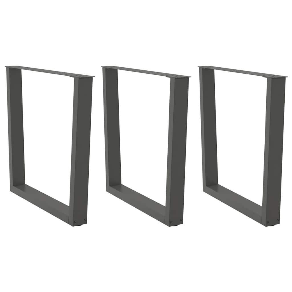 Valgomojo stalo kojos, 3 vnt., antracito spalvos, 80x(72 - 73,3) cm, plienas, V formos - Namų Idėja