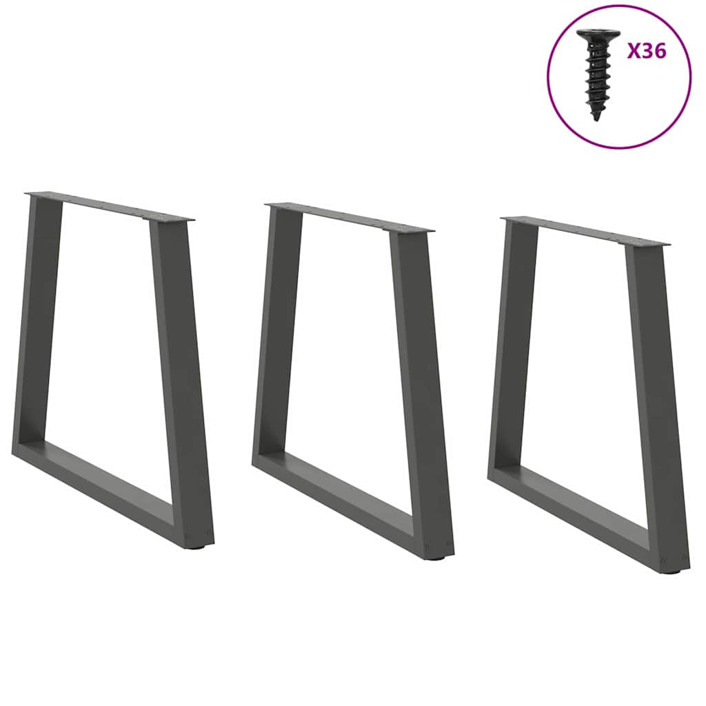 Valgomojo stalo kojos, 3 vnt., antracito spalvos, 80x(72 - 73,3) cm, plienas, V formos - Namų Idėja