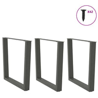 Valgomojo stalo kojos, 3 vnt., antracito spalvos, 80x(72 - 73,3) cm, plienas, V formos - Namų Idėja