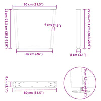 Valgomojo stalo kojos, 3 vnt., antracito spalvos, 80x(72 - 73,3) cm, plienas, V formos - Namų Idėja