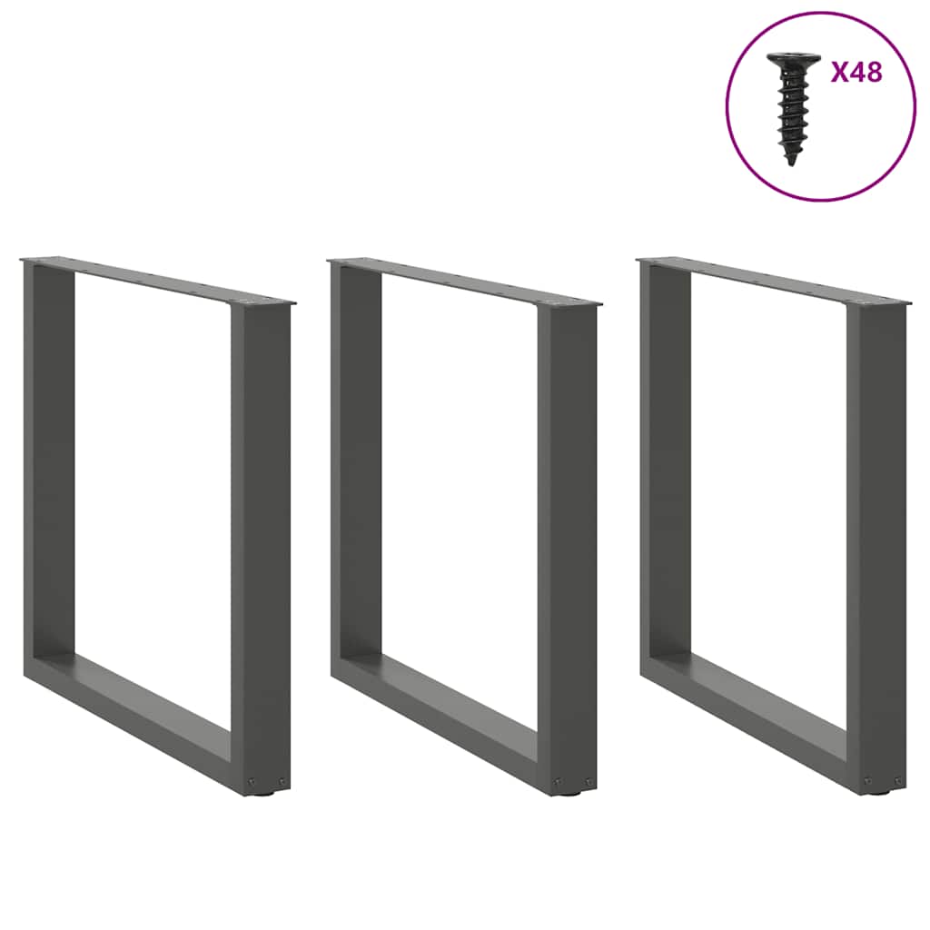Valgomojo stalo kojos, 3 vnt., antracito spalvos, 90x(72 - 73) cm, plienas, U formos - Namų Idėja