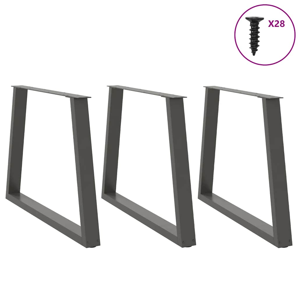 Valgomojo stalo kojos, 3 vnt., antracito spalvos, 90x(72 - 73,3) cm, plienas - Namų Idėja