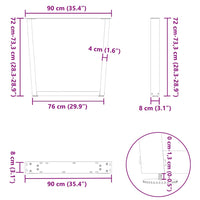 Valgomojo stalo kojos, 3 vnt., antracito spalvos, 90x(72 - 73,3) cm, plienas - Namų Idėja