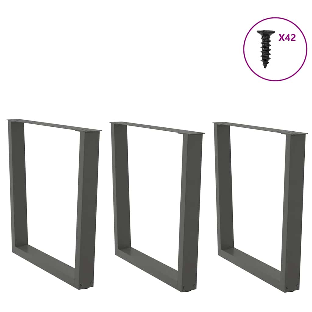 Valgomojo stalo kojos, 3 vnt., antracito spalvos, 90x(72 - 73,3) cm, plienas - Namų Idėja