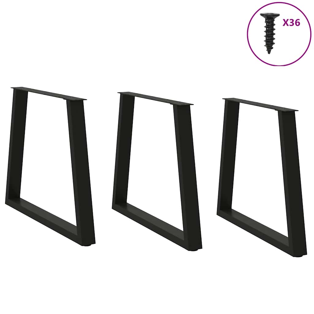 Valgomojo stalo kojos, 3 vnt., juodos, 80x(72 - 73,3) cm, plienas, V formos - Namų Idėja