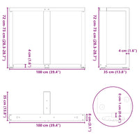 Valgomojo stalo kojos, T formos, 2 vnt., antracito spalvos, 100x35x(72 - 73) cm, plienas - Namų Idėja