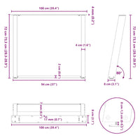 Valgomojo stalo kojos, U formos, 2 vnt., antracito spalvos, 100x(72 - 73) cm, plienas - Namų Idėja
