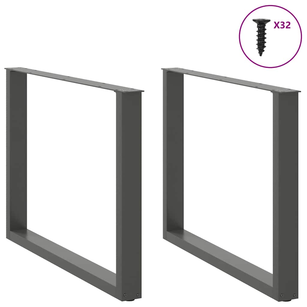 Valgomojo stalo kojos, U formos, 2 vnt., antracito spalvos, 100x(72 - 73) cm, plienas - Namų Idėja