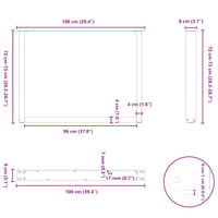 Valgomojo stalo kojos, U formos, 2 vnt., antracito spalvos, 100x(72 - 73) cm, plienas - Namų Idėja