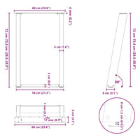 Valgomojo stalo kojos, U formos, 2 vnt., antracito spalvos, 60x(72 - 73) cm, plienas - Namų Idėja