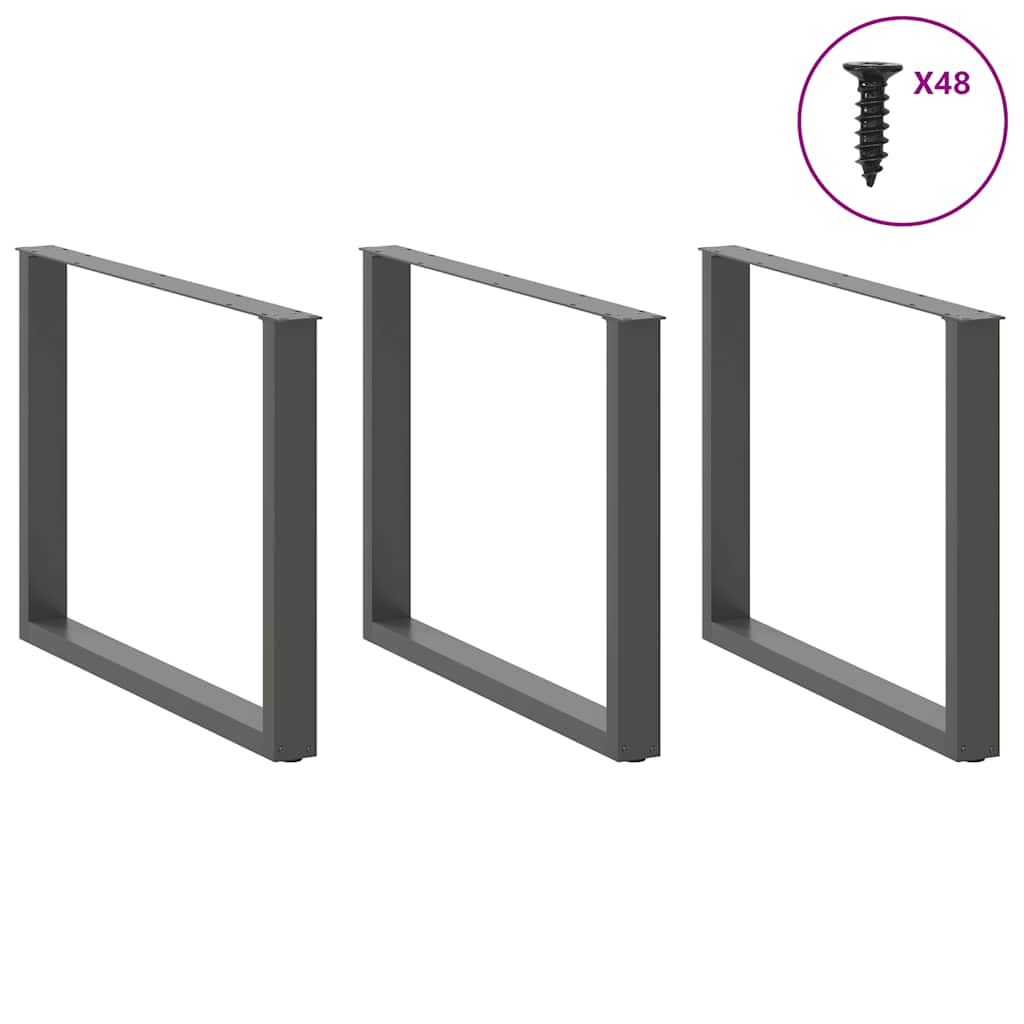 Valgomojo stalo kojos, U formos, 3 vnt., antracito spalvos, 100x(72 - 73) cm, plienas - Namų Idėja