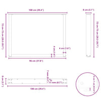 Valgomojo stalo kojos, U formos, 3 vnt., antracito spalvos, 100x(72 - 73) cm, plienas - Namų Idėja