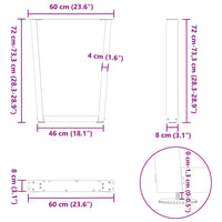 Valgomojo stalo kojos, V formos, 2 vnt., antracito spalvos, 60x(72 - 73,3) cm, plienas - Namų Idėja