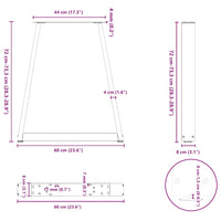 Valgomojo stalo kojos, V formos, 2 vnt., antracito spalvos, 60x(72 - 73,3) cm, plienas - Namų Idėja