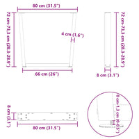 Valgomojo stalo kojos, V formos, 2 vnt., antracito spalvos, 80x(72 - 73,3) cm, plienas - Namų Idėja