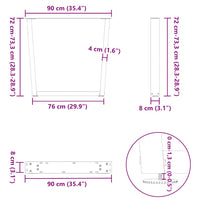 Valgomojo stalo kojos, V formos, 2 vnt., antracito spalvos, 90x(72 - 73,3) cm, plienas - Namų Idėja