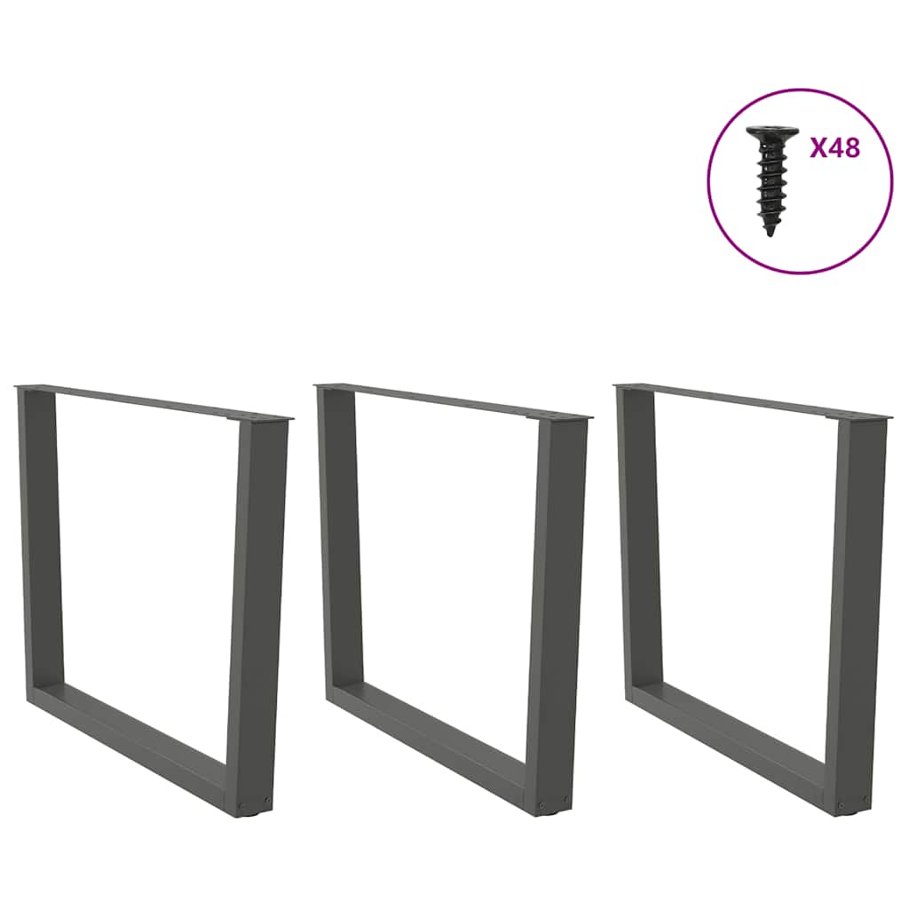 Valgomojo stalo kojos, V formos, 3 vnt., antracito spalvos, 100x(72 - 73,3) cm, plienas - Namų Idėja