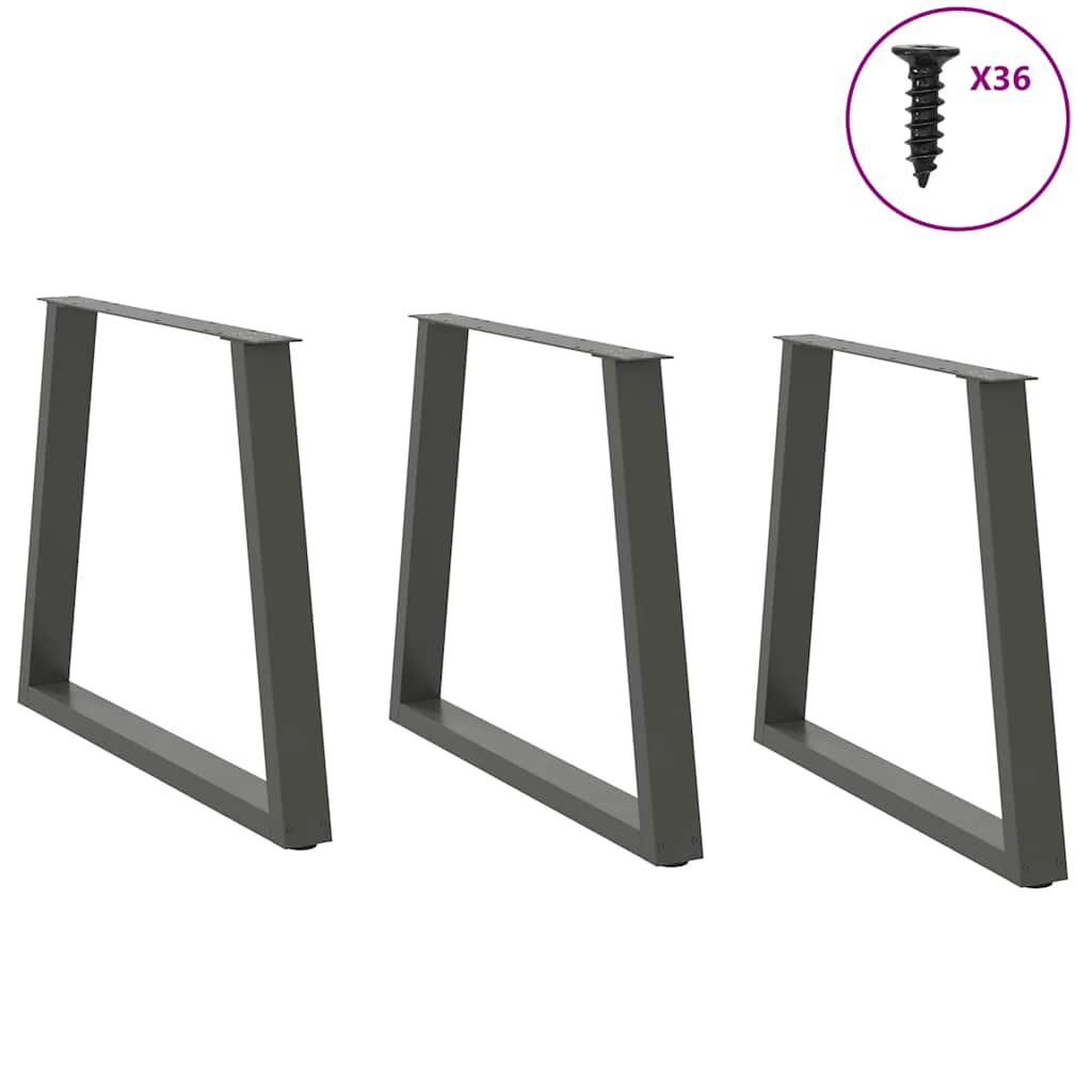 Valgomojo stalo kojos, V formos, 3 vnt., antracito spalvos, 70x(72 - 73,3) cm, plienas - Namų Idėja