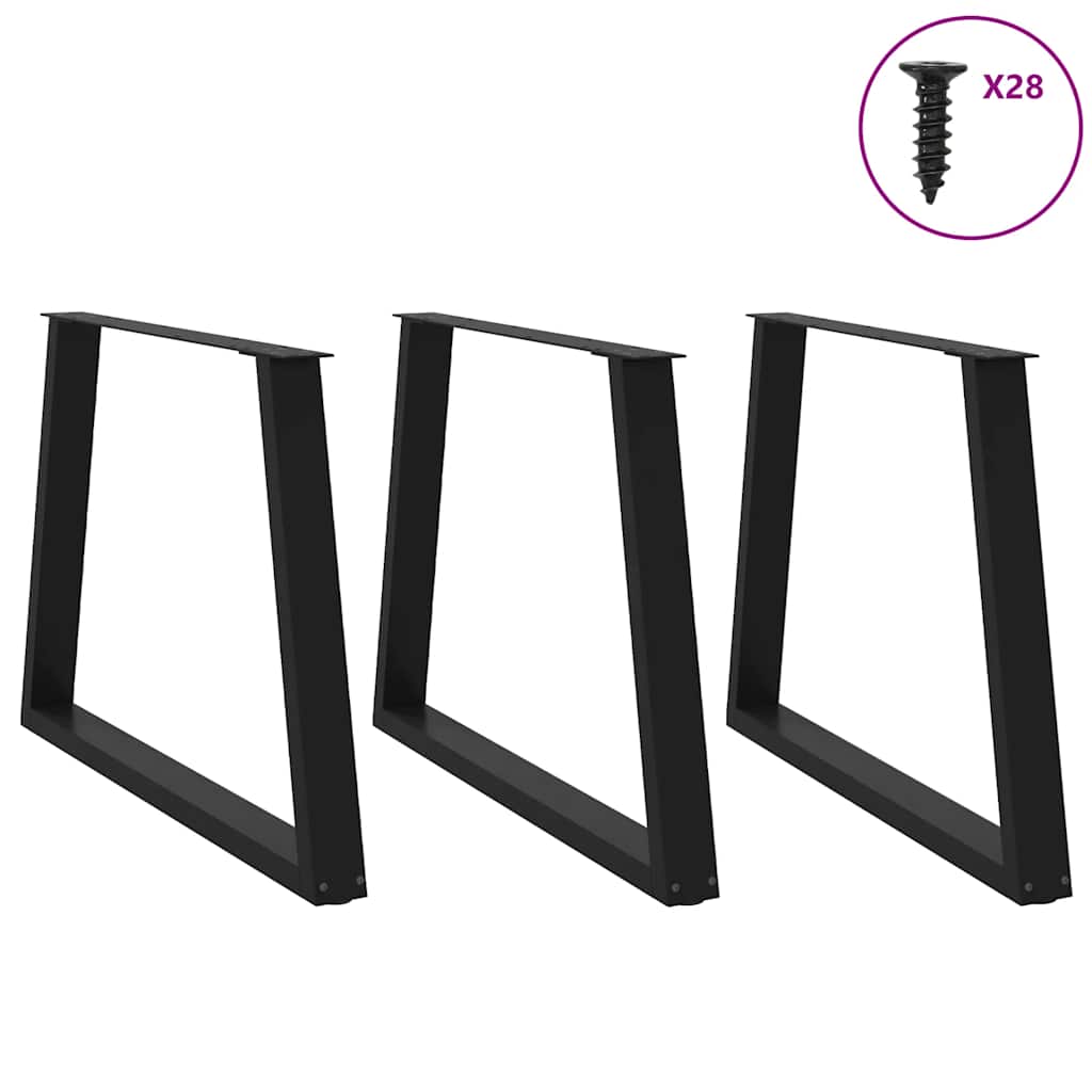 Valgomojo stalo kojos, V formos, 3 vnt., juodos, 100x(72 - 73,3) cm, plienas - Namų Idėja