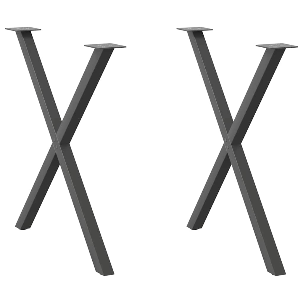 Valgomojo stalo kojos, X formos, 2 vnt., antracito spalvos, 70x(72 - 73) cm, plienas - Namų Idėja