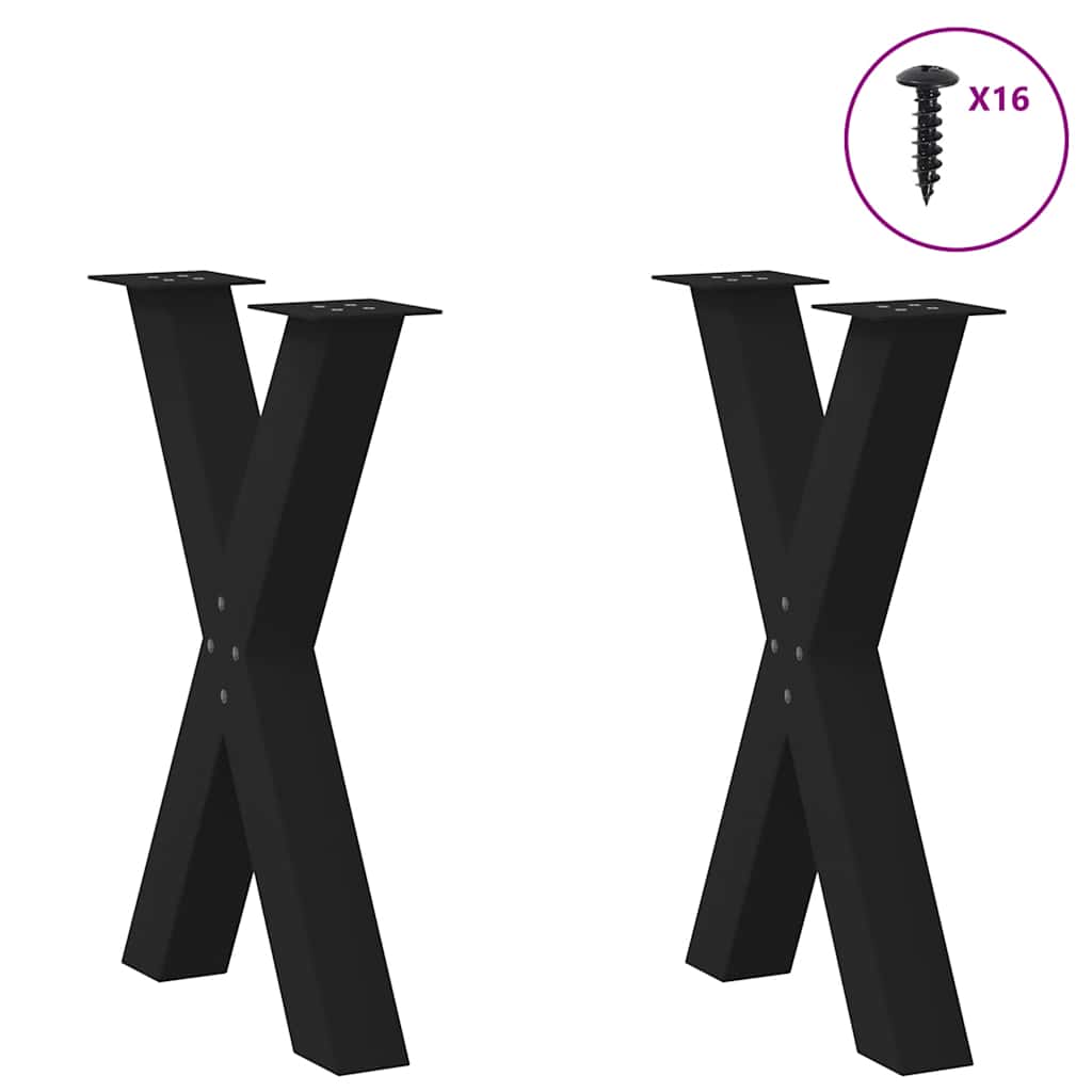 Valgomojo stalo kojos, X formos, 2 vnt., juodos, 60x(72 - 73) cm, plienas - Namų Idėja