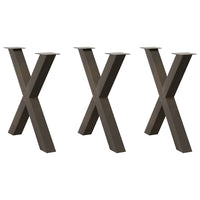 Valgomojo stalo kojos, X formos, 3 vnt., natūralus plienas, 80x(72 - 73) cm, plienas - Namų Idėja