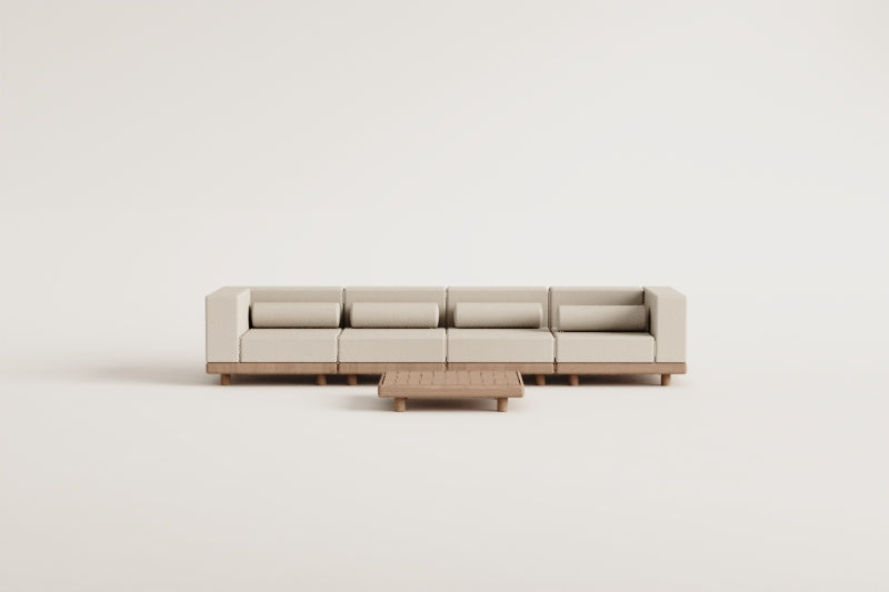 Modulinė lauko sofa KORKO, 4 dalys su staliuku, akacija