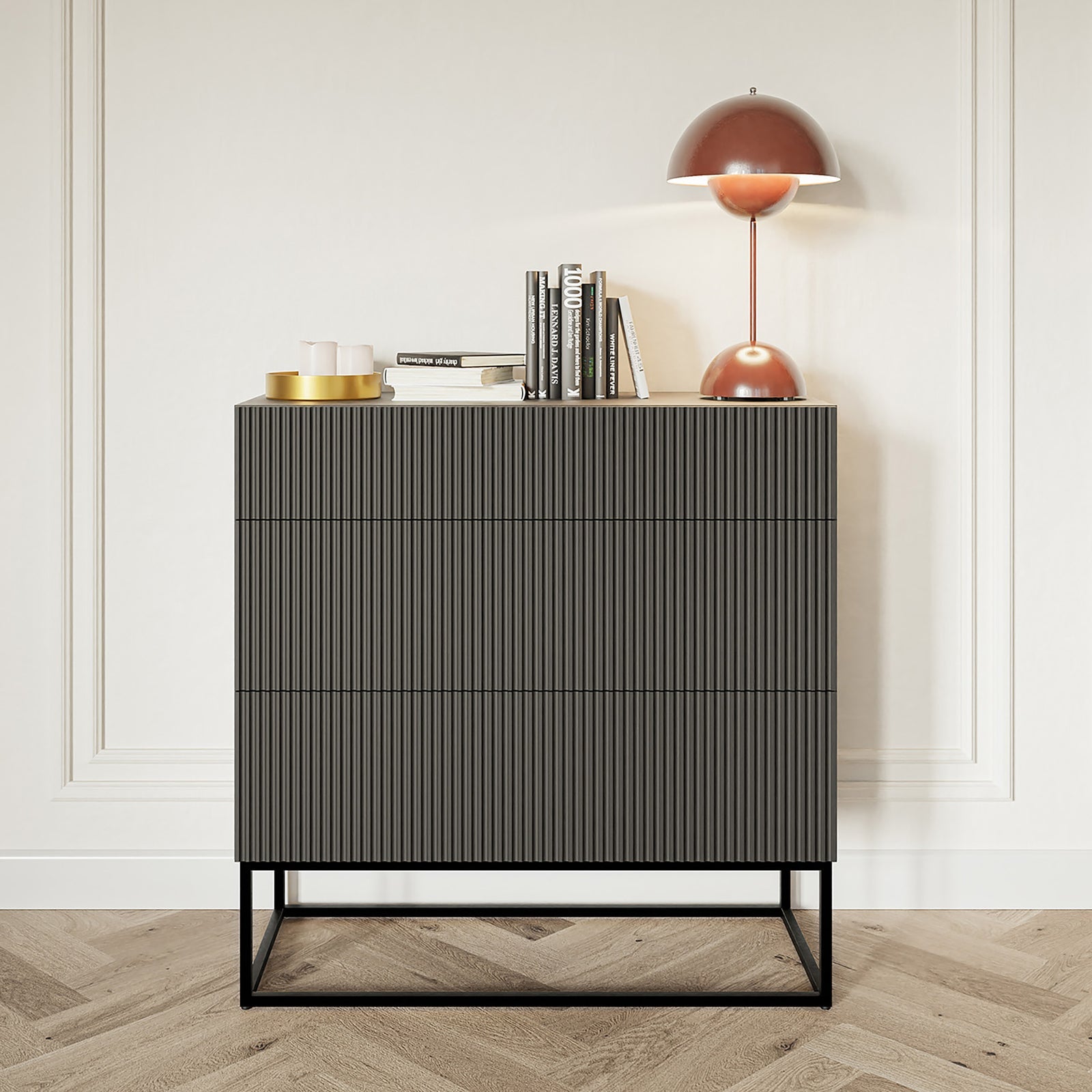 Komoda VELDIO, juoda, 90 cm