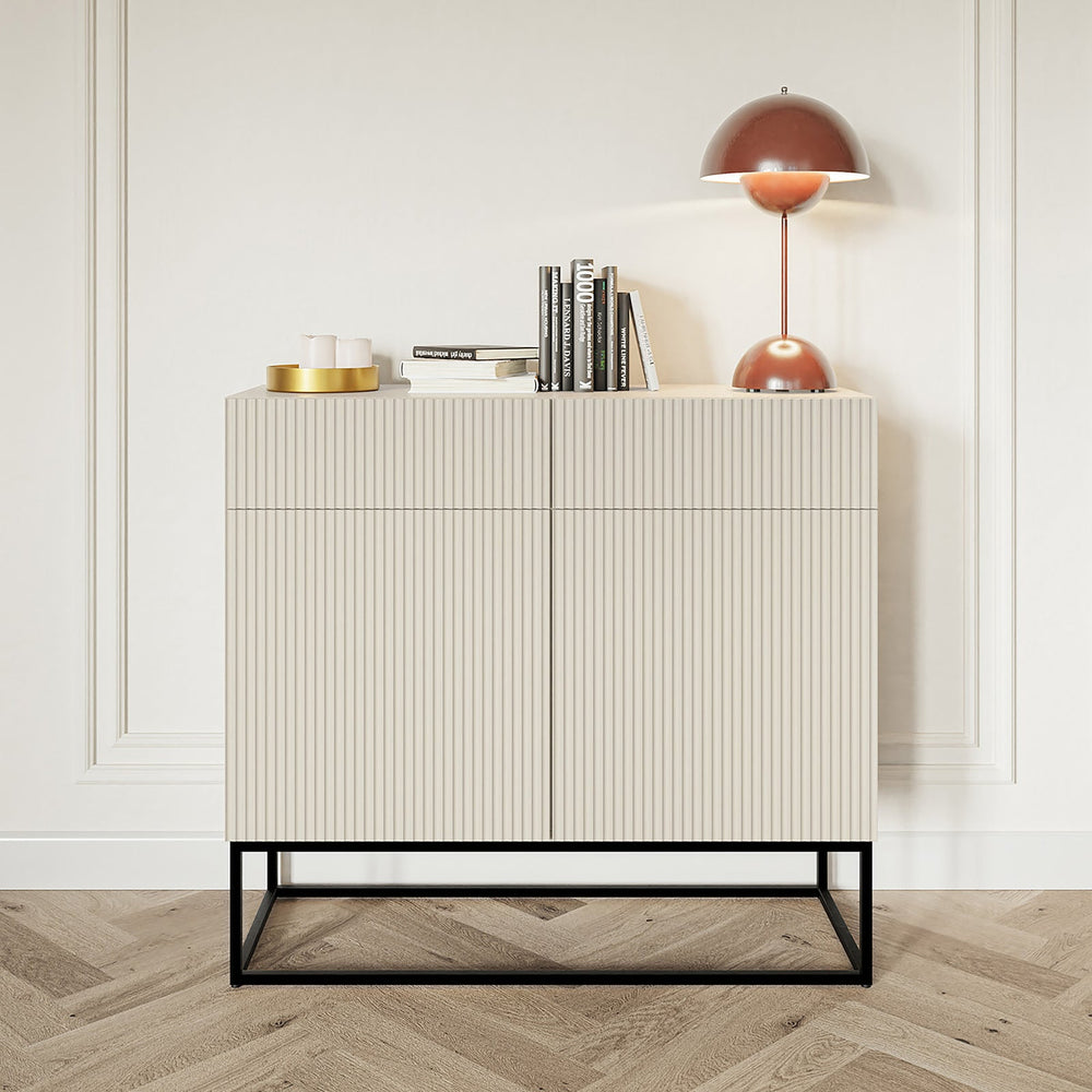 Komoda VELDIO, pilkai smėlinė, 100 cm